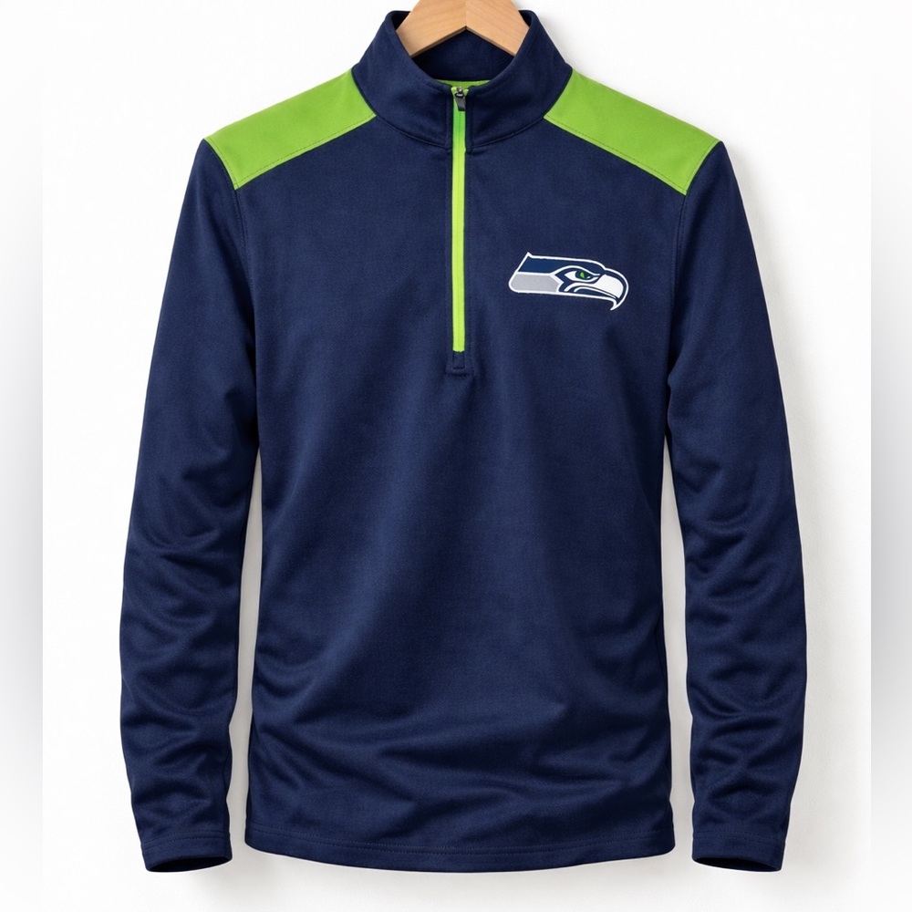Seattle Seahawks NFL Team Apparel Quarter Zip Pullover Men’s Small
